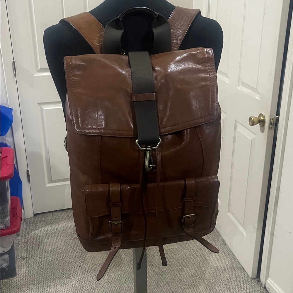 Coach Brown Bleeker Leather Men's Backpack - Picture 6 of 8
